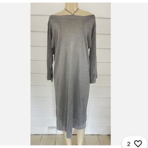 Zara Metallic Gray Midi Dress